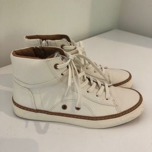 ZARA KIDS CREAM/TAN LEATHER HIGHTOPS